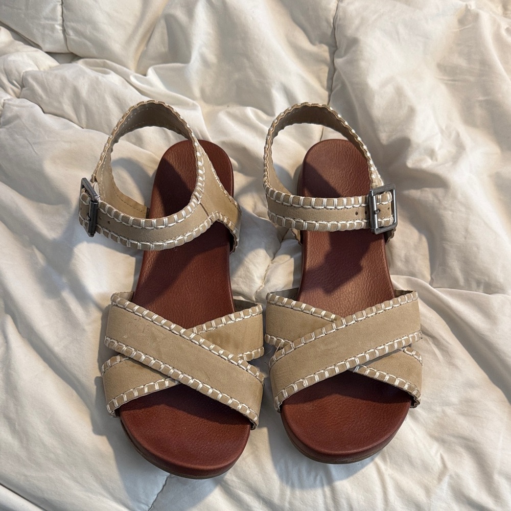 MIA Beige and Brown Strappy Sandals